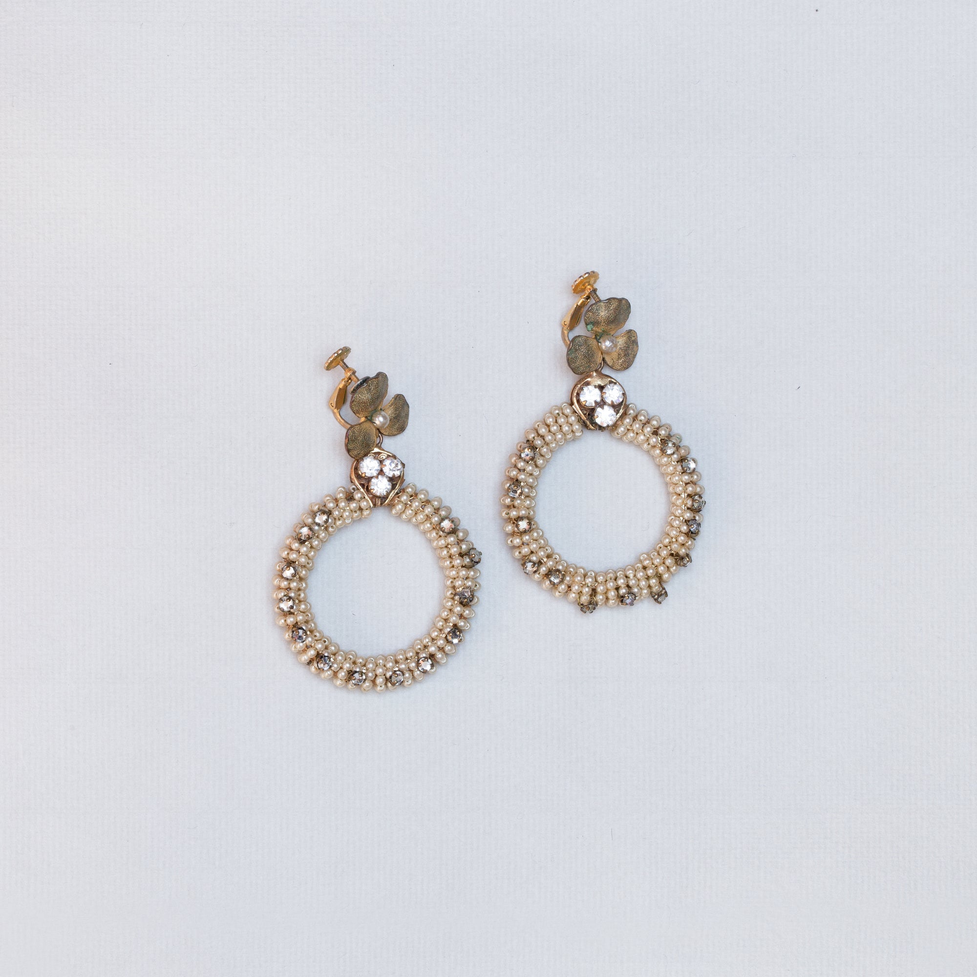 Vintage Celine Clip-on Earrings with Pearls - felt