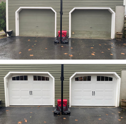 installation of recessed short panel garage door