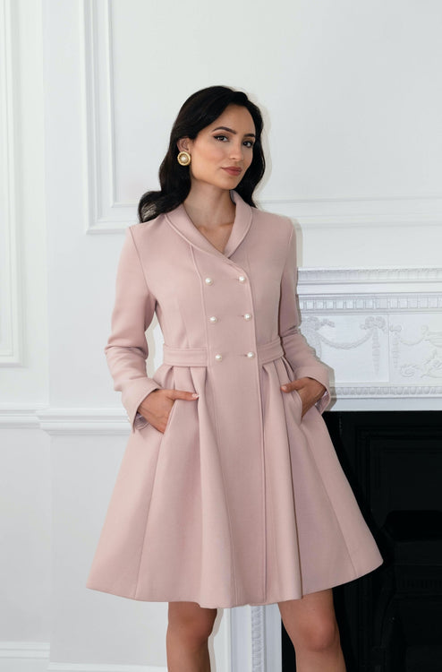 Audrey' Silk and Wool Dress Coat in Bianco – Santinni