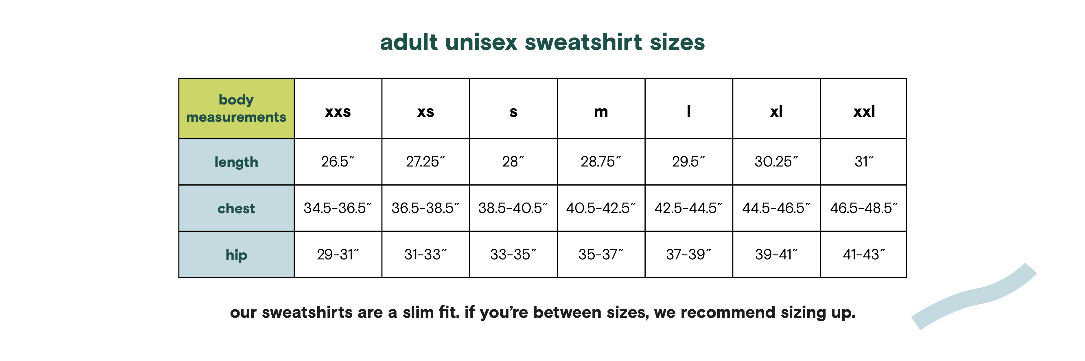 Size Guide - Desktop