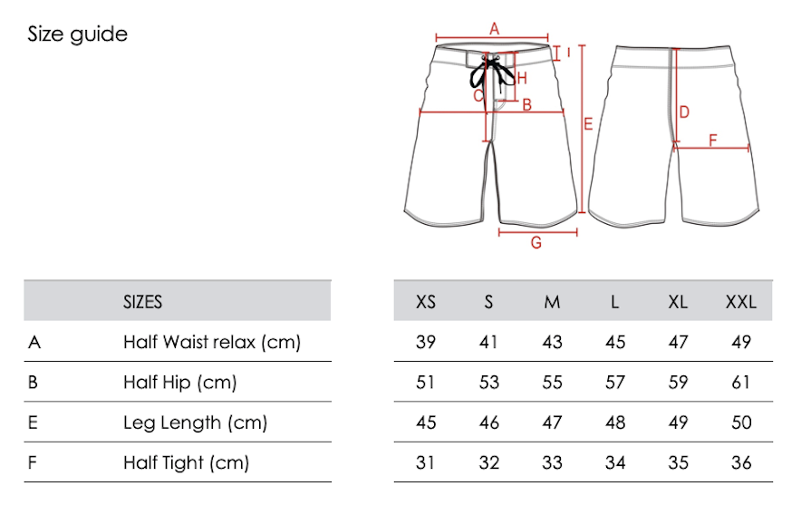 Hang Ten Boardshorts 18 inch size guide