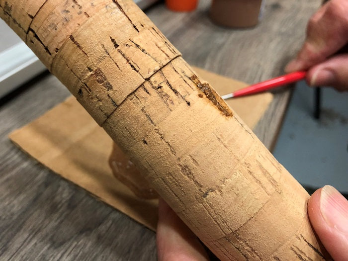 Pt 3 - Filling gaps and dings in the cork handle on a fishing rod