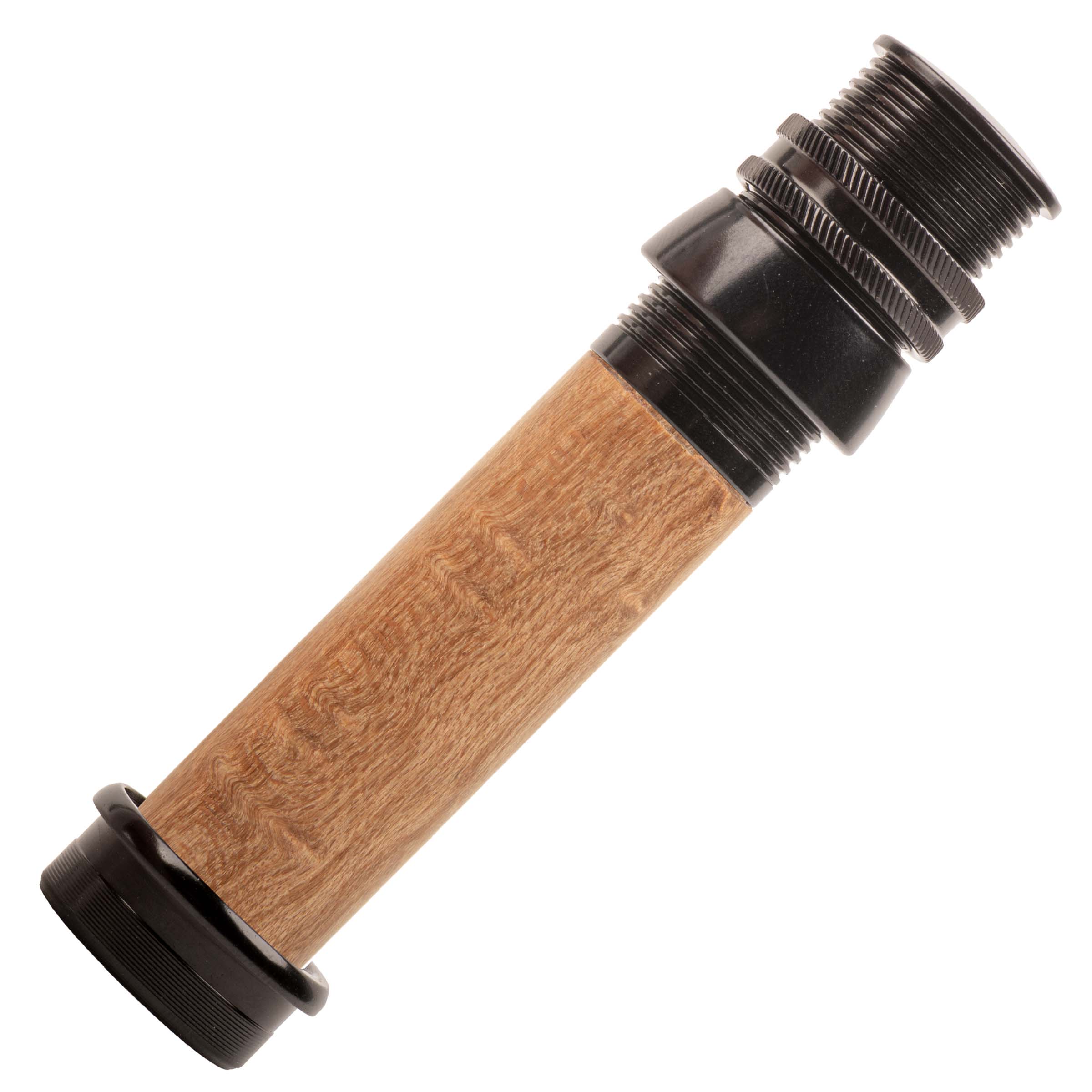 Fly rod reel seat Silver/burled wood