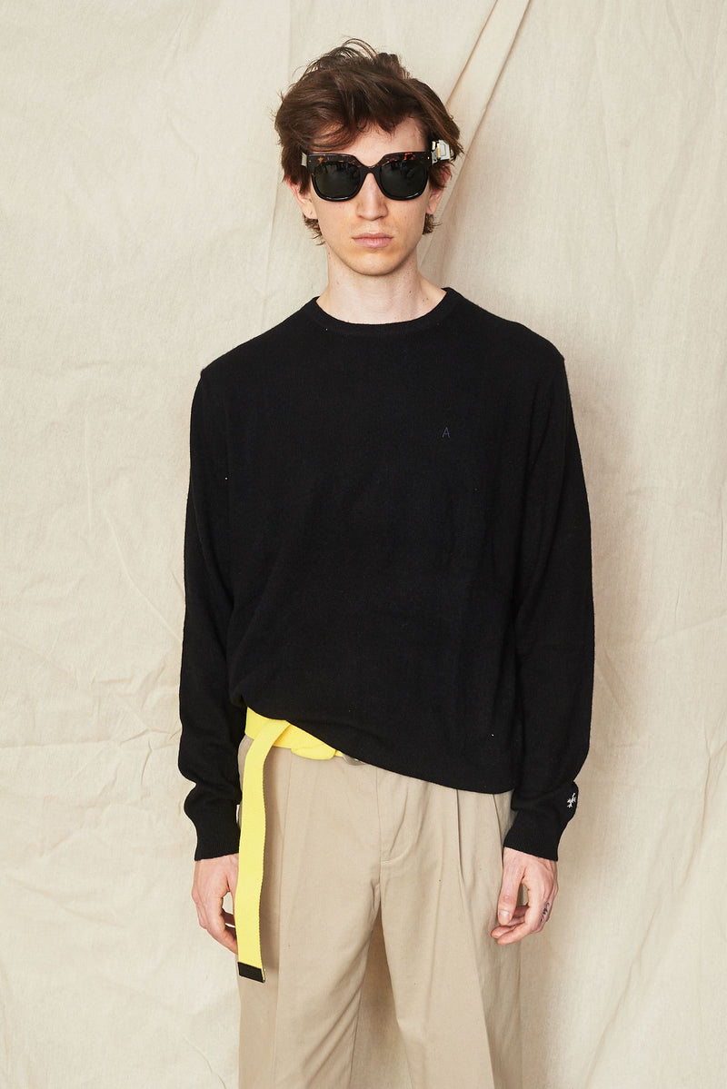 Assembly New York Black Monogram Cashmere Sweater | The Complex SHOP
