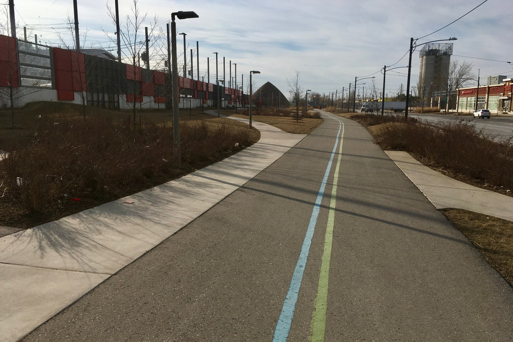 Rollerblading on the Martin Goodman Trail towards Tommy Thompson Park in Toronto, Ontario.