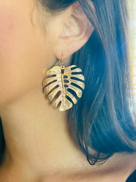 Gold Leaf Drop Earrings