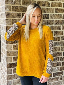 The Sophia Mustard Leopard Sweater