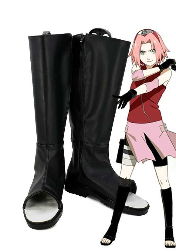 Naruto Haruno Sakura Cosplay Boots Black Shoes Custom Made Any Size
