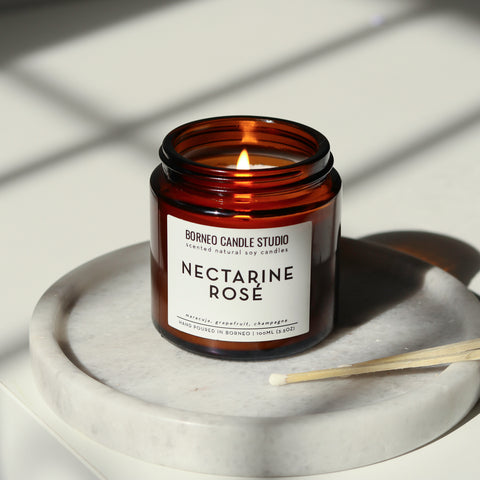 Nectarine Rose scented candle Borneo Candle Studio