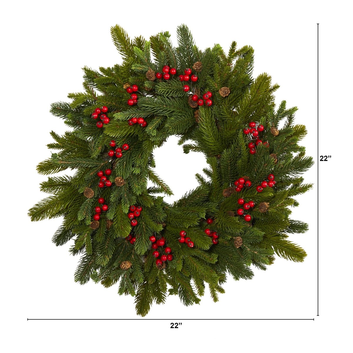 Nearly Natural 20 in. Cedar, Antlers, Lily & Ruscus with Berries Artificial  Wreath 