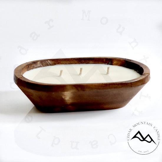 Cedar Mountain Candle Distressed White Wood Tree Dough Bowl Candle – lily &  onyx