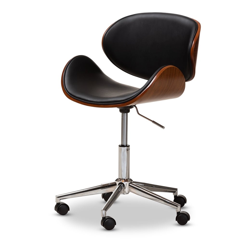 Baxton Studio Bruce Walnut And Black Modern Office Chair lily onyx