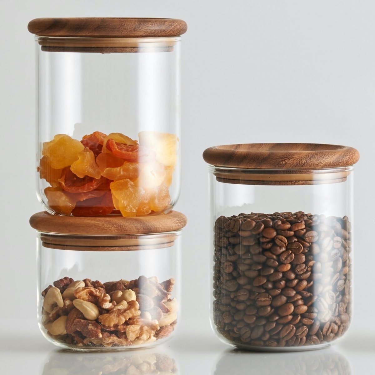 Kinto Glass Airtight Storage Canisters with Wood Lids (Set of 2