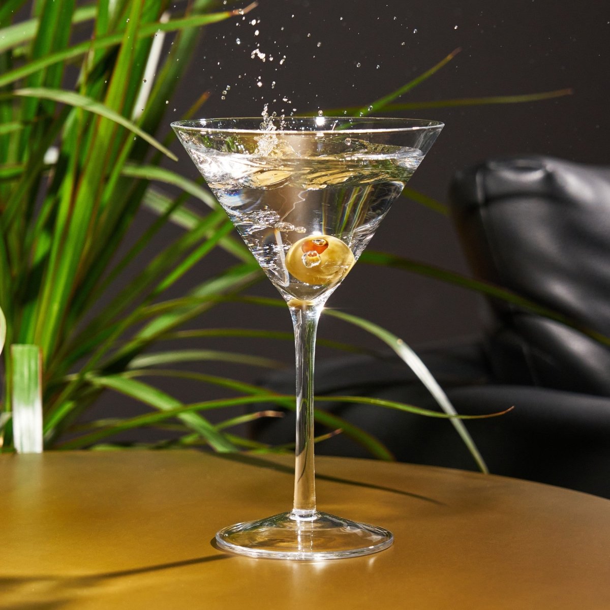 Viski Seneca Diamond Martini Glasses - Faceted Crystal Martini