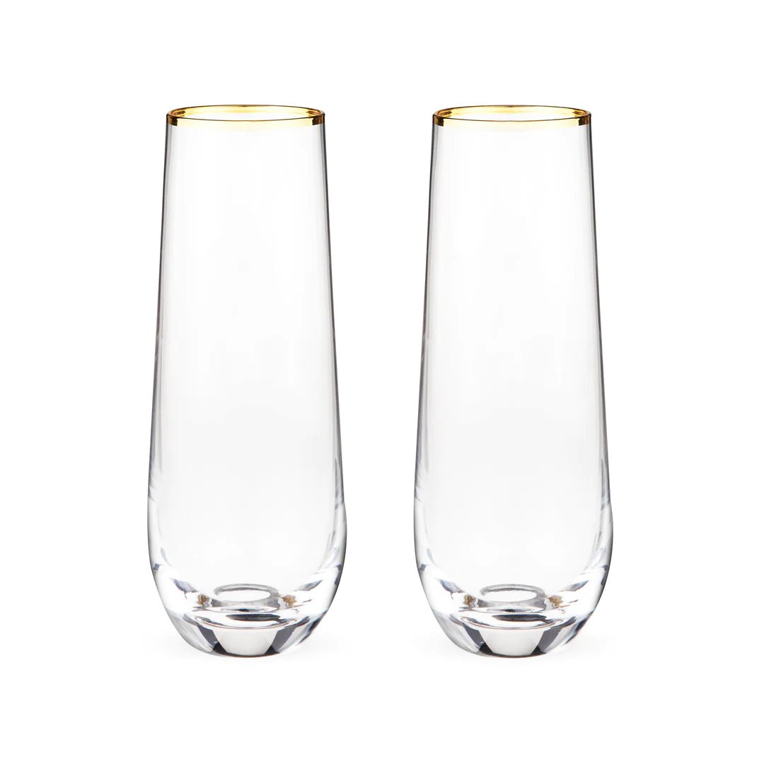 Viski Cactus Crystal Stemless Champagne Flutes