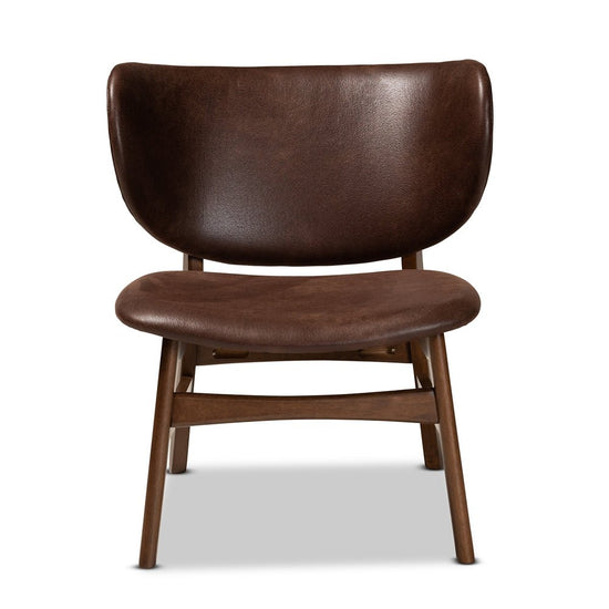 Baxton Studio Reaves Walnut Effect Mid Century Modern Accent Chair