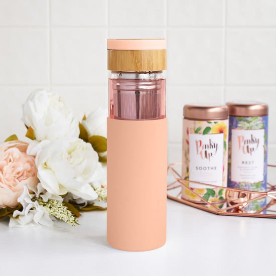Rose Gold Floral Glass Can With Lid and Straw 