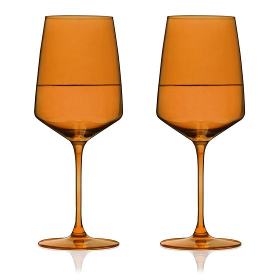 Tulip Stemmed Wine Glass in Amber by Twine Living - Set of 2