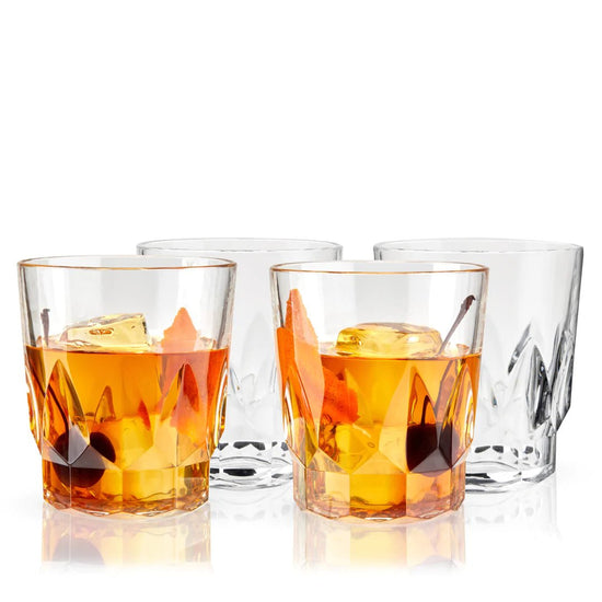 Viski Shatterproof Highball Tumblers, Faceted Acrylic Tall Drink