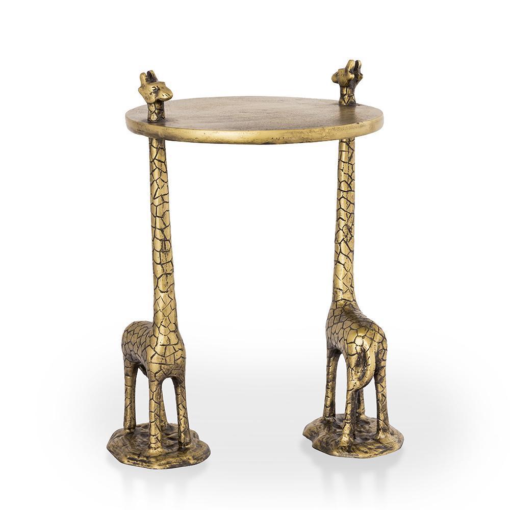 SPI Home Metal Giraffe Pair End Table