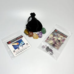 Stocking stuffer gift pack with meteorites, tumble stones and fluorite