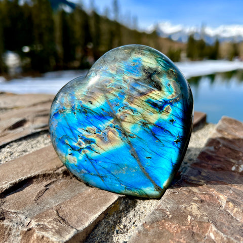 Labradorite Blue Crystal Stone Heart Carving