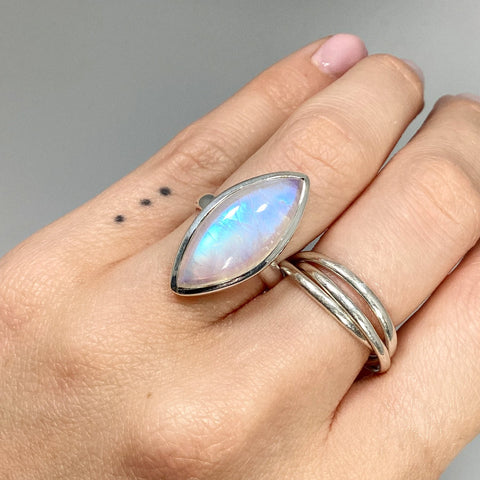 Rainbow Moonstone Ring