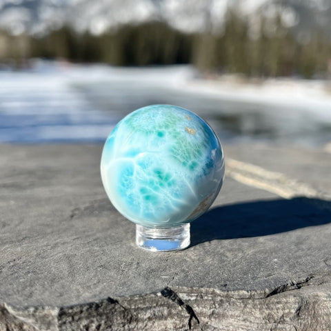 Larimar Blue Gemstone Sphere Carving