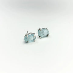 Raw aquamarine sterling silver earrings