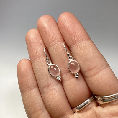 Colormerchants - 14K Rose Gold Marquise Rose Quartz and Diamond Semi  Precious Dangle Earrings