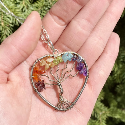 Tree of Life Necklace with Chakra Beads – Rocks and Gems Canada