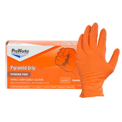 orange medical gloves