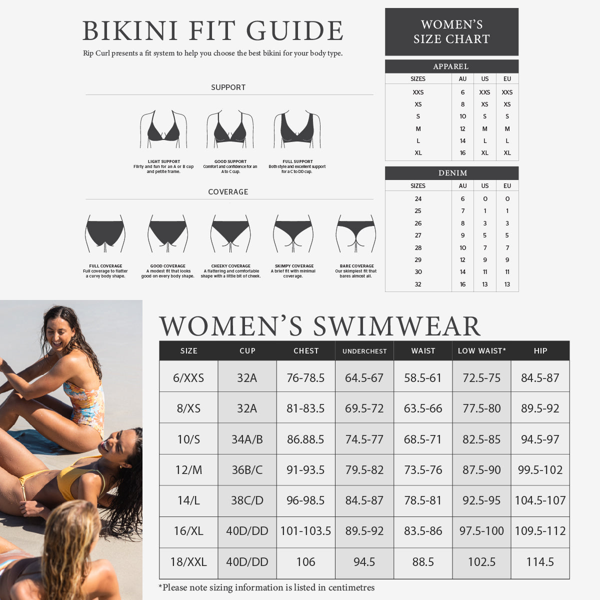 Women's Size Guide – Rip Curl MY