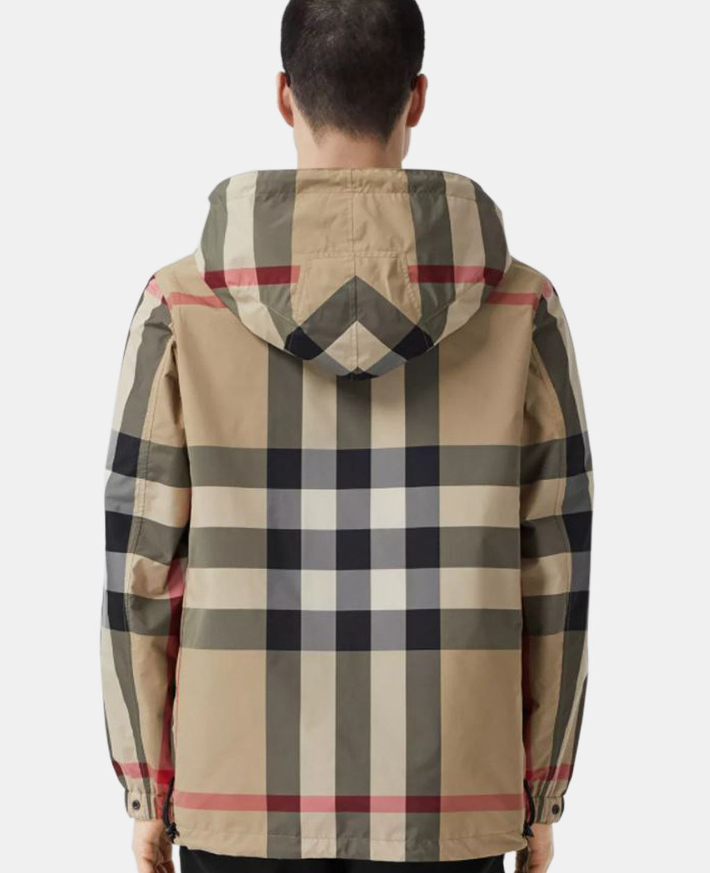 reversible check recycled polyester hooded jacket