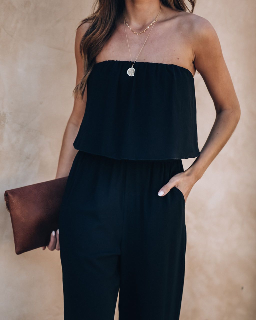 black pocketed jumpsuit