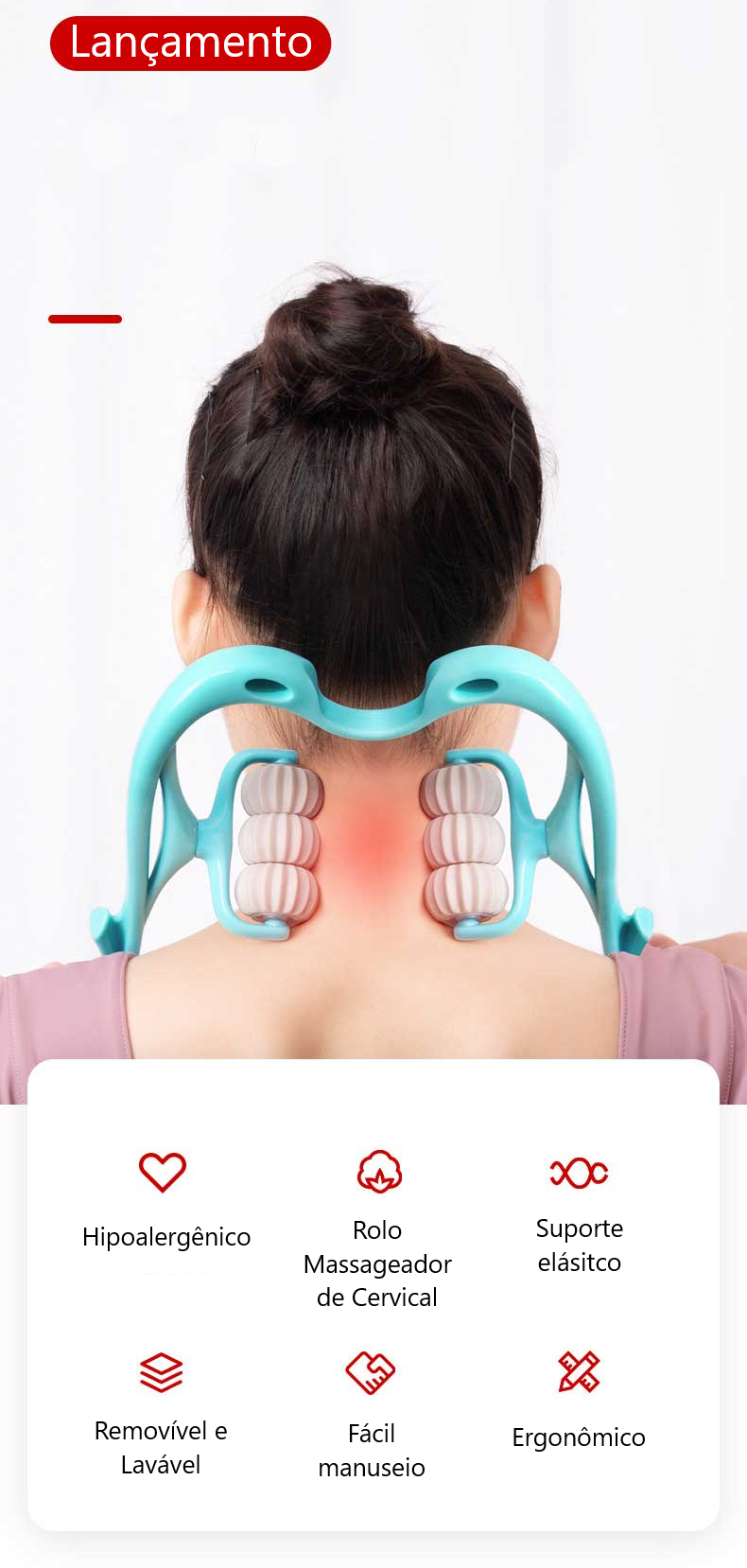 O Massageador Cervical Neck Roller é o produto perfeito para aliviar a tensão no pescoço e relaxar os músculos cansados. Com opções de 2, 4 ou 6 bolas massageadoras, você pode escolher o nível de intensidade desejado. Além disso, existe a opção de incluir ou não magnetita, que ajuda a melhorar a circulação sanguínea. Leve e fácil de usar, você pode levá-lo para qualquer lugar e usá-lo a qualquer momento do dia para aliviar a tensão acumulada. Adquira agora o seu Massageador Cervical Neck Roller e sinta a diferença na sua qualidade de vida.