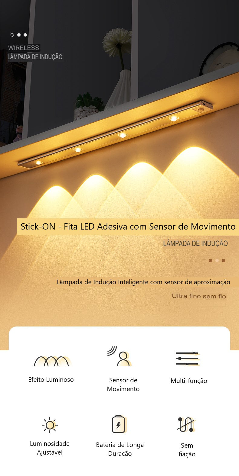 Stick-On - Fita LED Adesiva com Sensor de Movimento