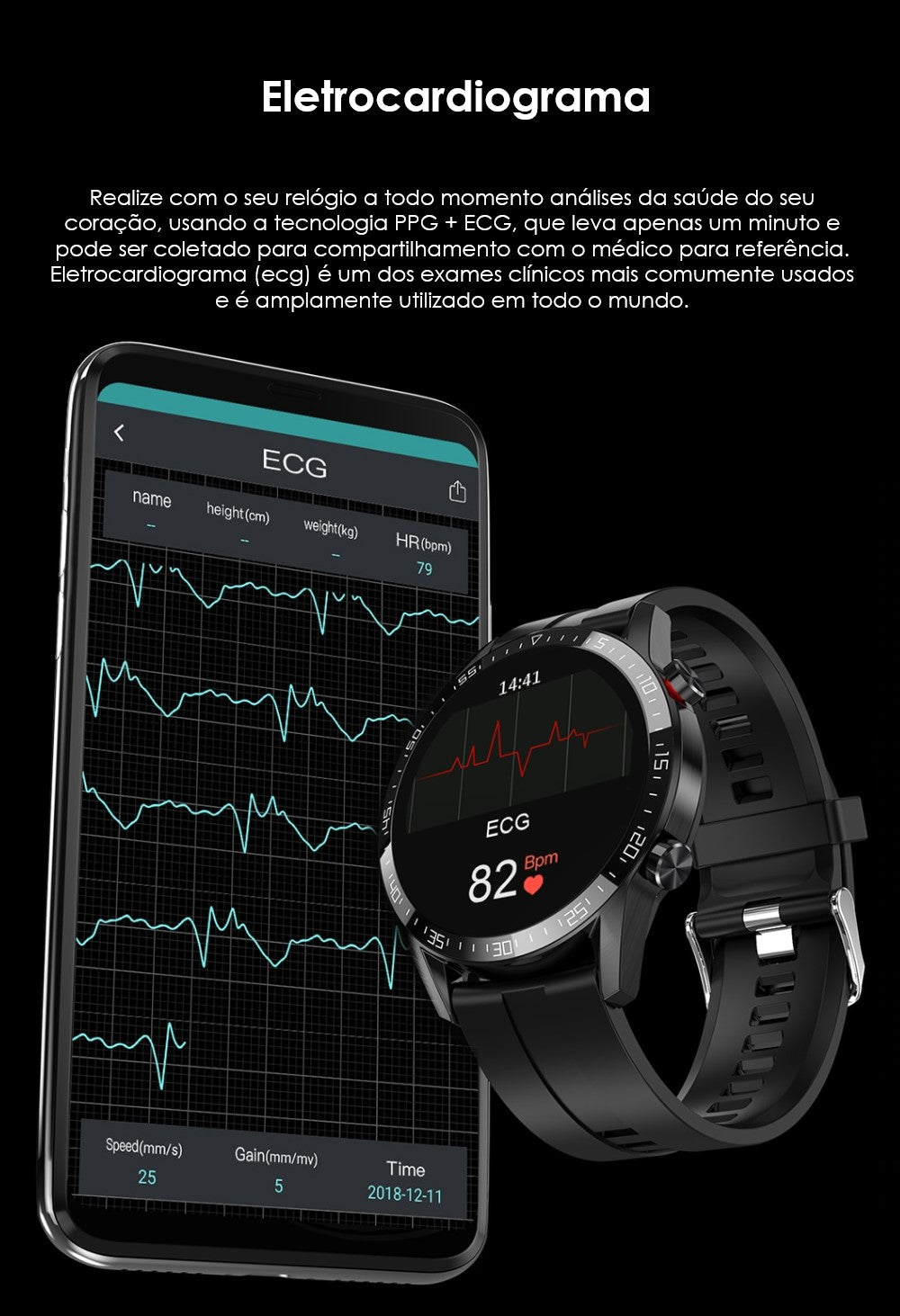 Smartwatch Advanced Pro - Relógio Inteligente IP68 A Prova d'água Tela IPS 1.28" Bluetooth