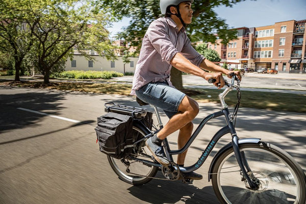 A Mendocino step-thru electric bike for college students.