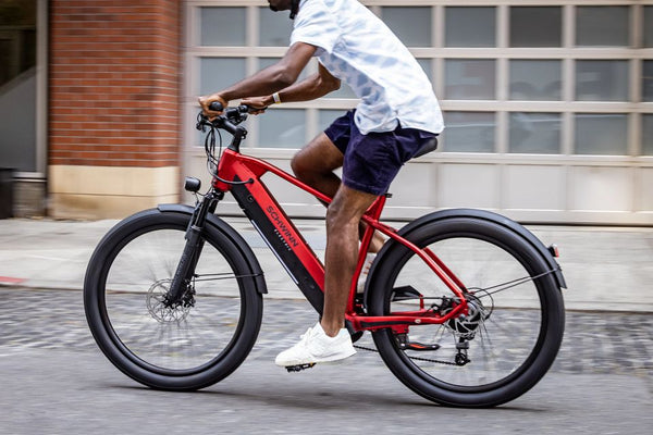 A red Coston CE e-bike for tall riders.