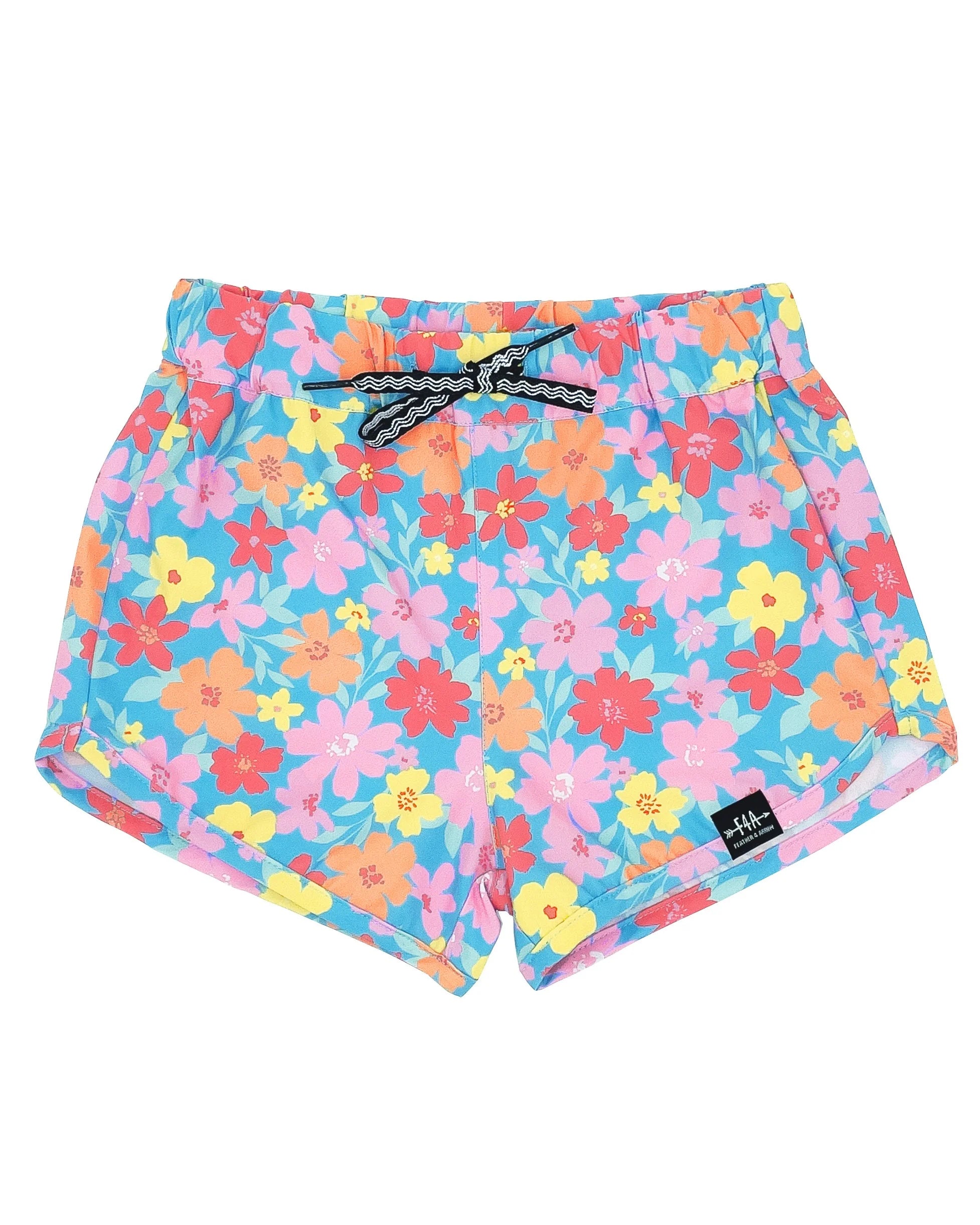Feather 4 Arrow- Springtime Floral Surf Short (Blue Grotto, 2-14)