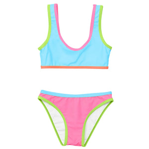 Snapper Rock- Candy Color Block Crop Bikini (8-16) - Coastal Kids Beachwear