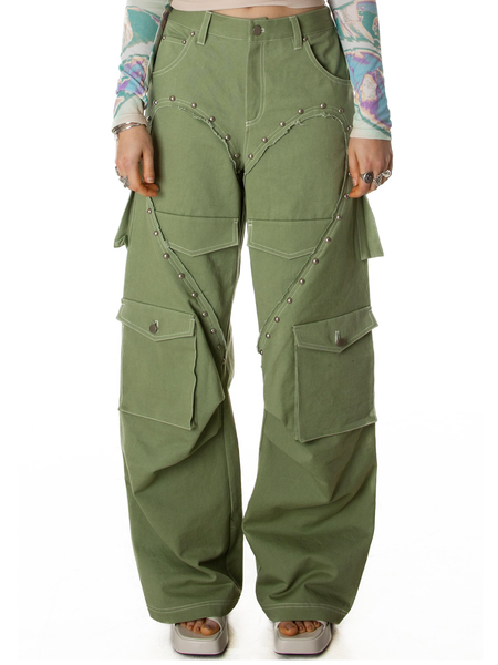 Nibgnus HEART CARGO PANTS KHAKI – APOC STORE