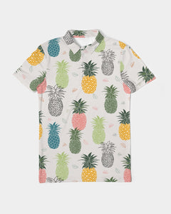 Tayrona Pineapple Pattern Men's Slim Fit Short Sleeve Polo