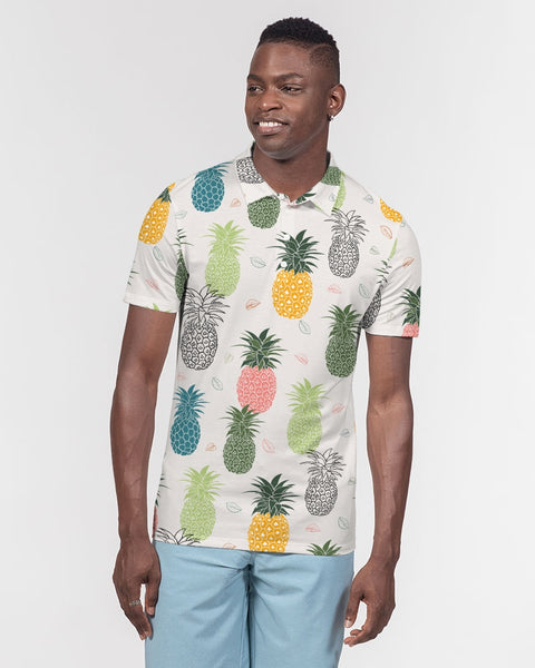 Tayrona Pineapple Pattern Men's Slim Fit Short Sleeve Polo