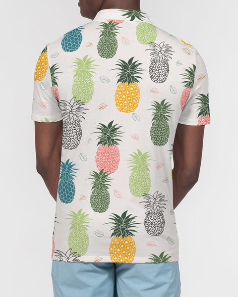 Tayrona Pineapple Pattern Men's Slim Fit Short Sleeve Polo