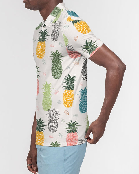 Tayrona Pineapple Pattern Men's Slim Fit Short Sleeve Polo