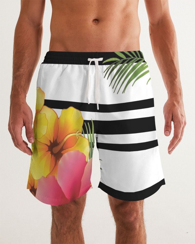 Tayrona Men's Striped Floral Patern Swim Trunks Men's Swim Trunk