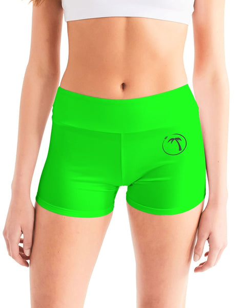 Tayrona Lime Green Women's Mid-Rise Yoga Shorts