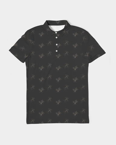 black palm pattern Men's Slim Fit Short Sleeve Polo